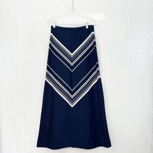 James Kenrob vintage 70s Navy Blue Chevron Women's Skirt maxi size 8